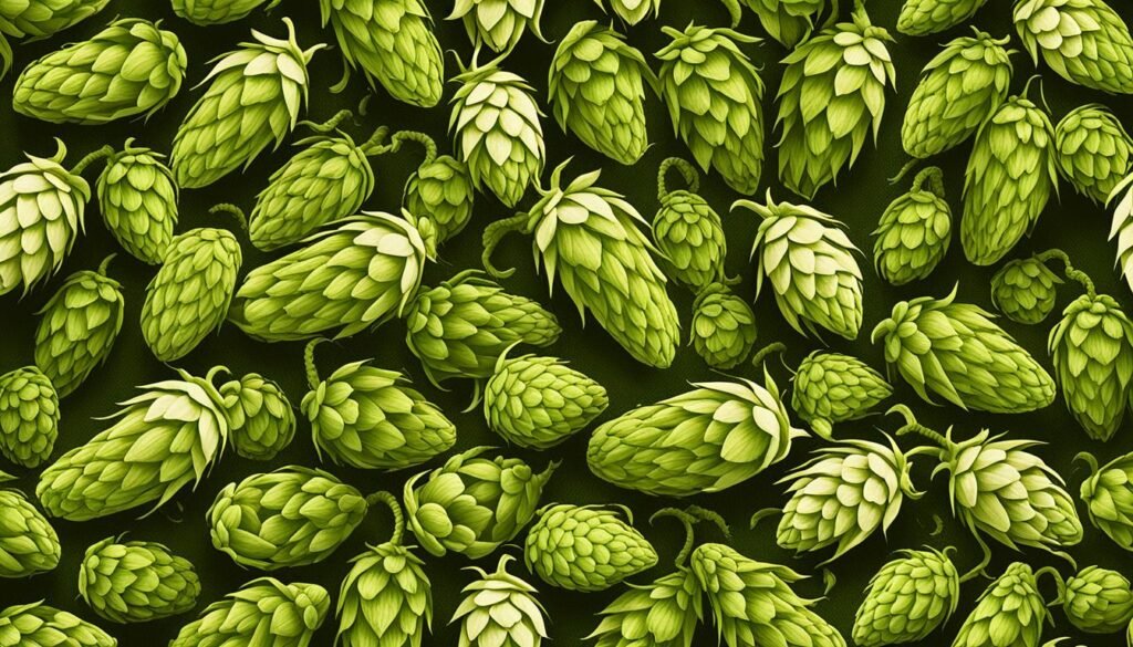 A Variety of Hop Cones Essential in Beer Brewing